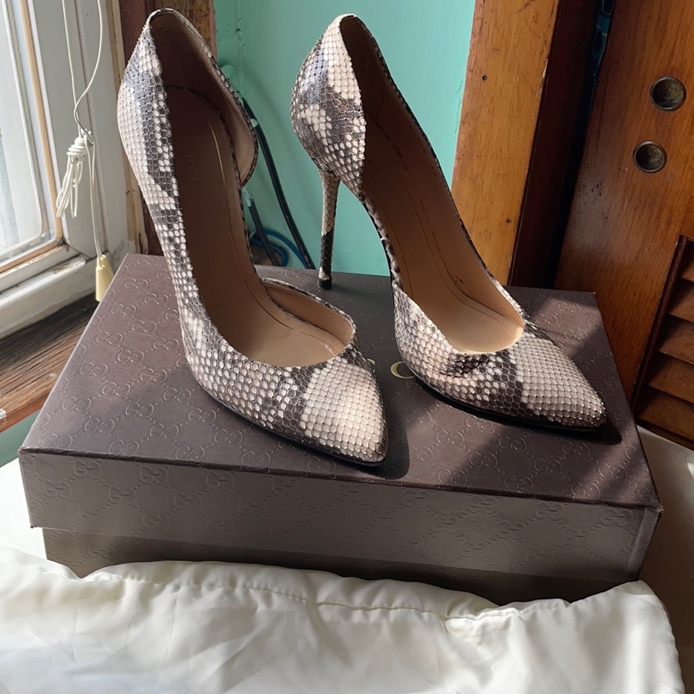Gucci Python Snakeskin Roccia Pitone Pump Heels